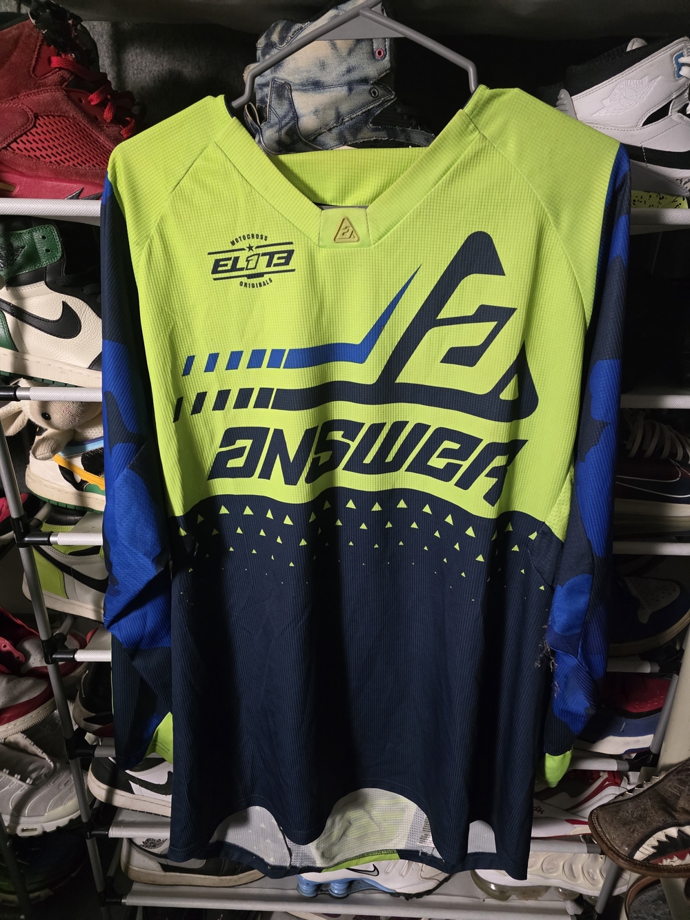 🔥 Answer Racing Men's XL Neon Green Navy Performance Jersey MX Riding